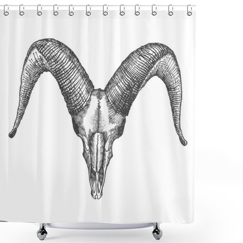 Personality  Goat Skull Hand Drawn Shower Curtains