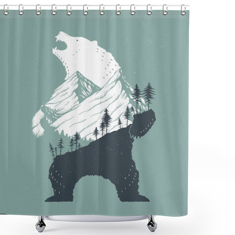 Personality  Standing Bear Illustration Shower Curtains