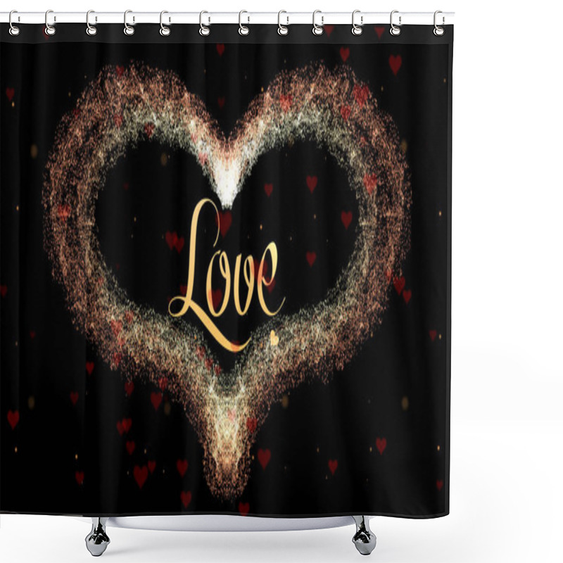 Personality  I Love You Love Confession. Valentines Day Heart Made Of Red Wine Splash Isolated On Black Background, Which Is Bedecked With Little Cute Red Hearts. Share Love. Shower Curtains