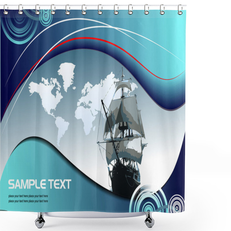 Personality  Cover For Brochure With Old Sailing Vessel Shower Curtains