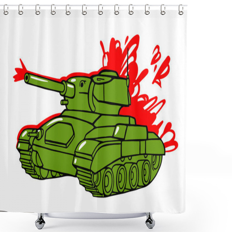 Personality  Cartoon Military Tank Shower Curtains