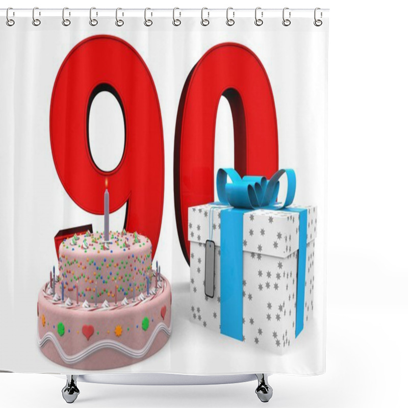 Personality  Happy Birthday With Present And Cake Shower Curtains