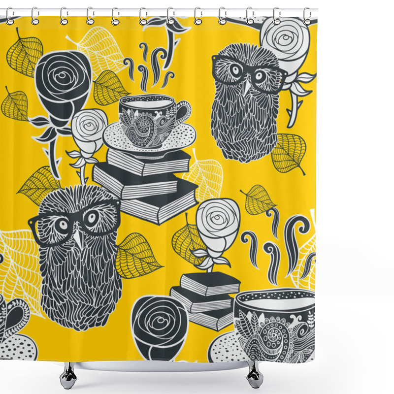 Personality  Pattern With Birds  And  Roses Shower Curtains