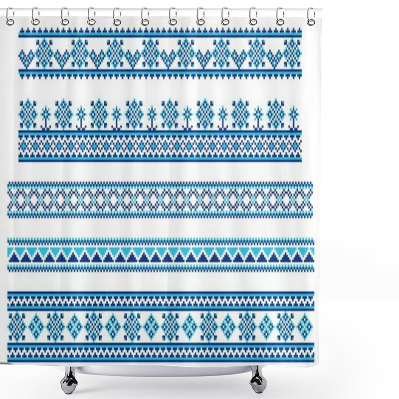 Personality  Set Of Embroidering Pattern Lines Shower Curtains