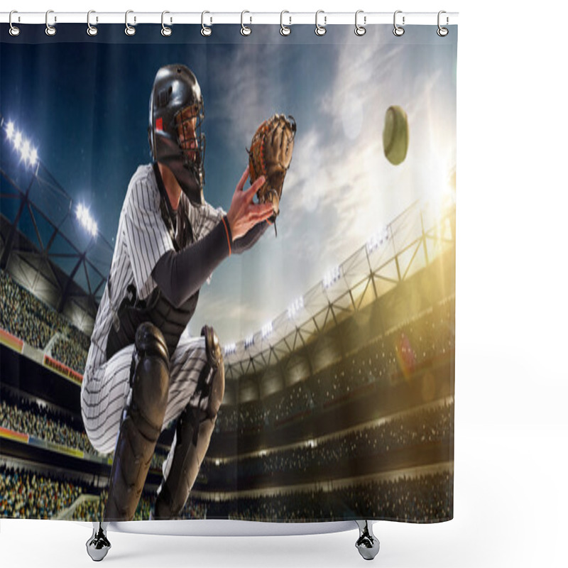 Personality  Professional Baseball Player In Action Shower Curtains