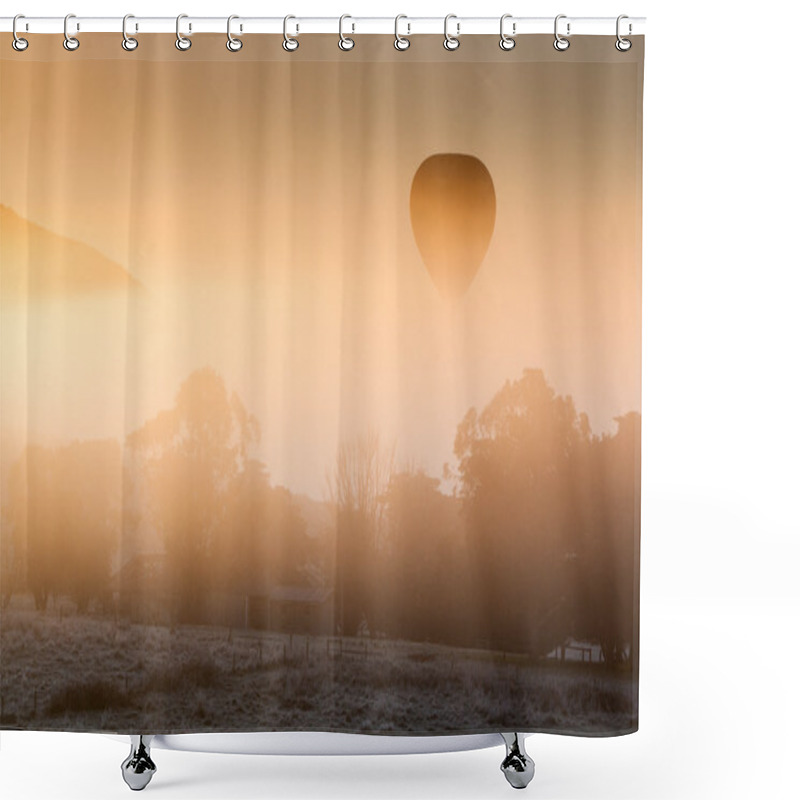 Personality  Hot Air Balloon Rises Thru The Mist Shower Curtains