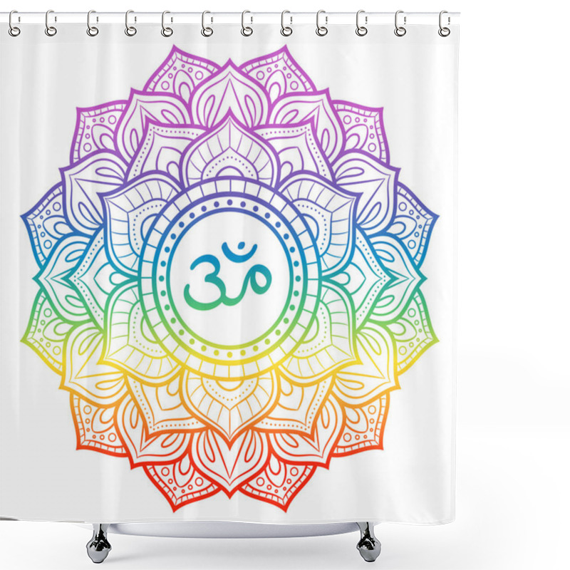 Personality  Rainbow Mandala, Sahasrara Crown Chakra Symbol, Decorative Ornam Shower Curtains