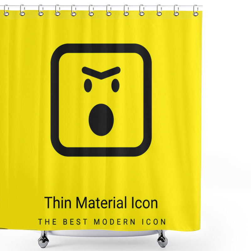 Personality  Angry Emoticon Face With Opened Mouth In Rounded Square Outline Minimal Bright Yellow Material Icon Shower Curtains