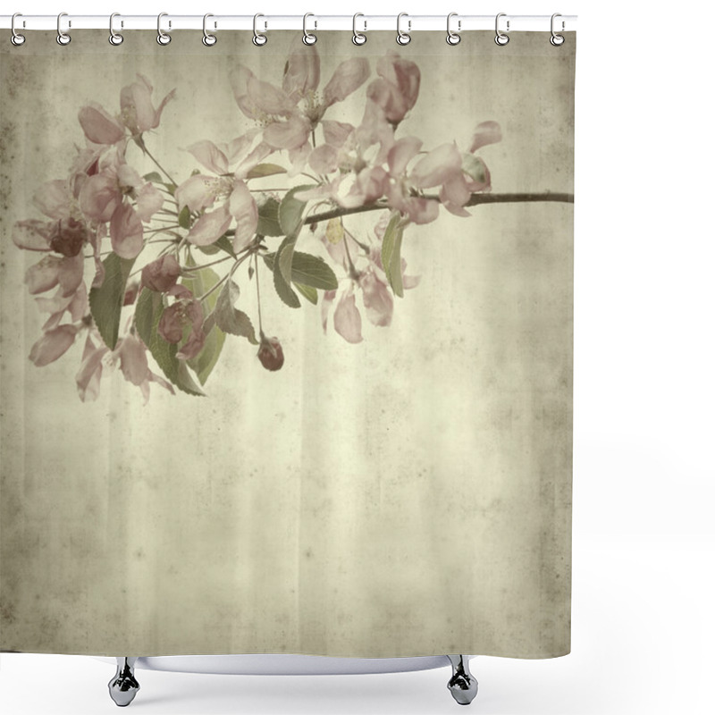 Personality  Old Paper Background With Spring Blossoms Shower Curtains