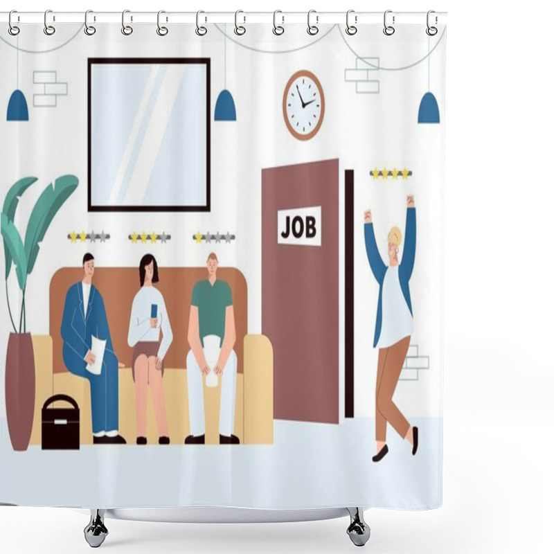 Personality  Getting Job Flat Composition Shower Curtains