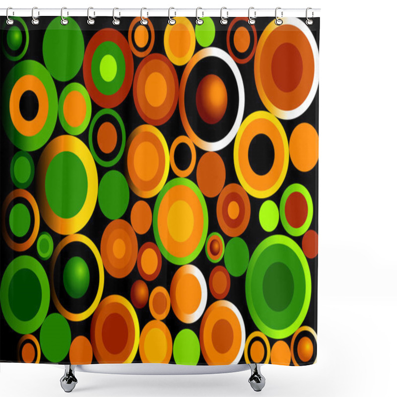 Personality  Green Orange Retro Circles Shower Curtains