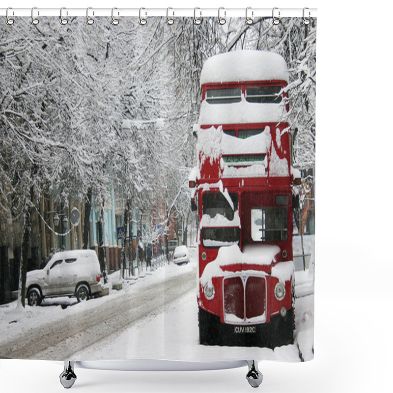 Personality  Red Double-decker In Winter Shower Curtains