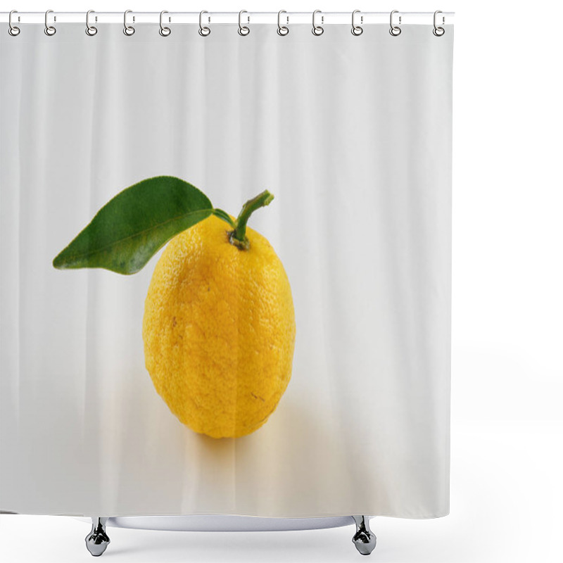 Personality  Ripe Japanese  Yuzu Fruits On White Background  Shower Curtains