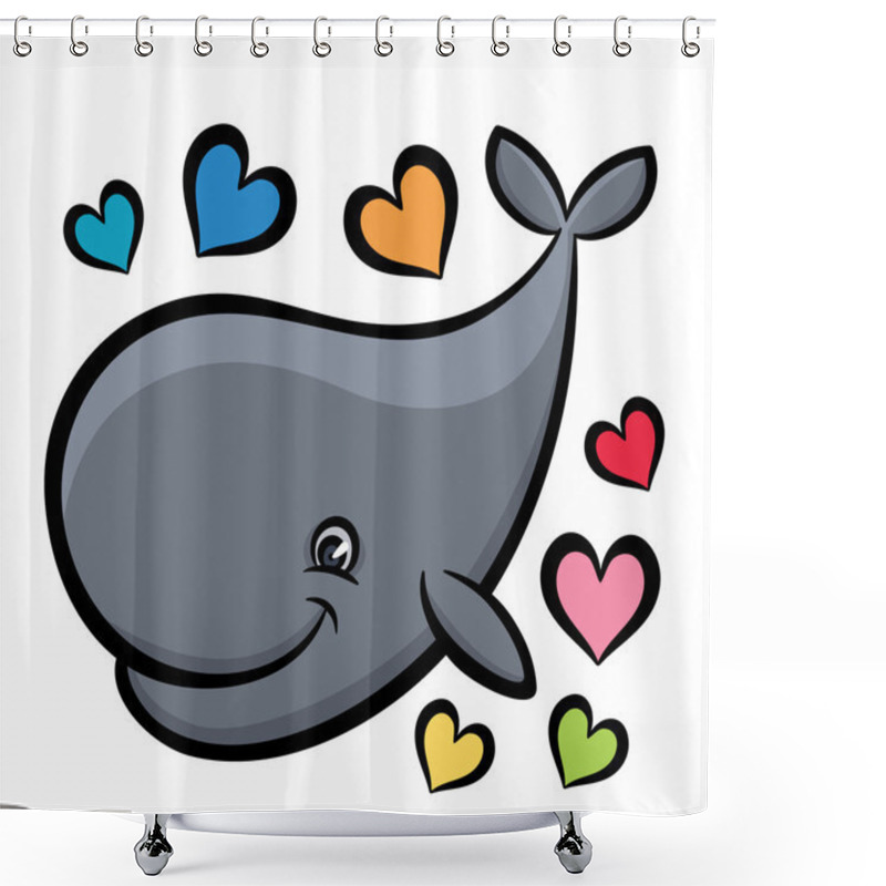 Personality  Cartoon Whale With Hearts Shower Curtains