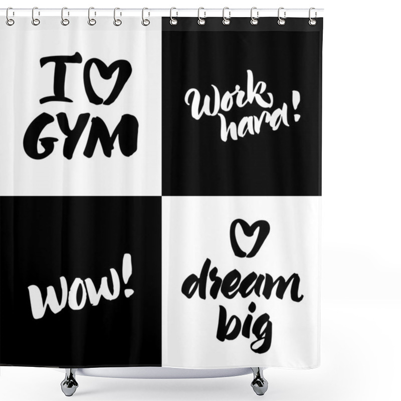 Personality  Black And White Set Of Handwritten Quotes Shower Curtains