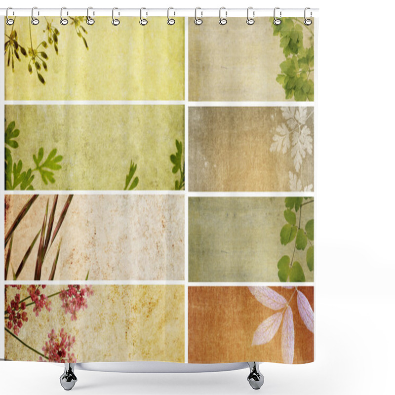 Personality  Lovely Set Of Banners With Floral Elements And Earthy Textures. Useful Design Elements Shower Curtains