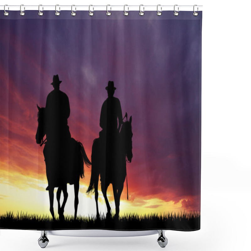 Personality  Cowboys At Sunset Shower Curtains