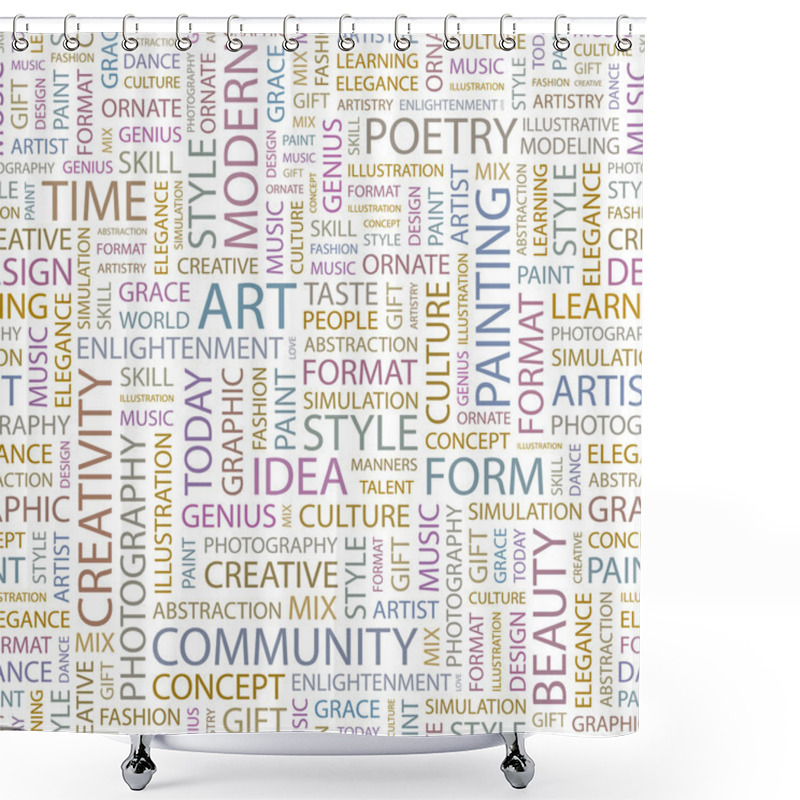 Personality  ART. Seamless Vector Pattern With Word Cloud. Shower Curtains