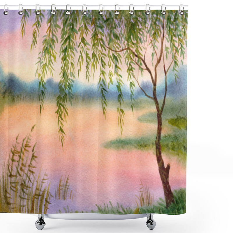 Personality  Willow By The Lake Shower Curtains