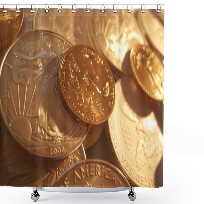 Personality  Gold And Silver U.S. Bullion Coins Shower Curtains