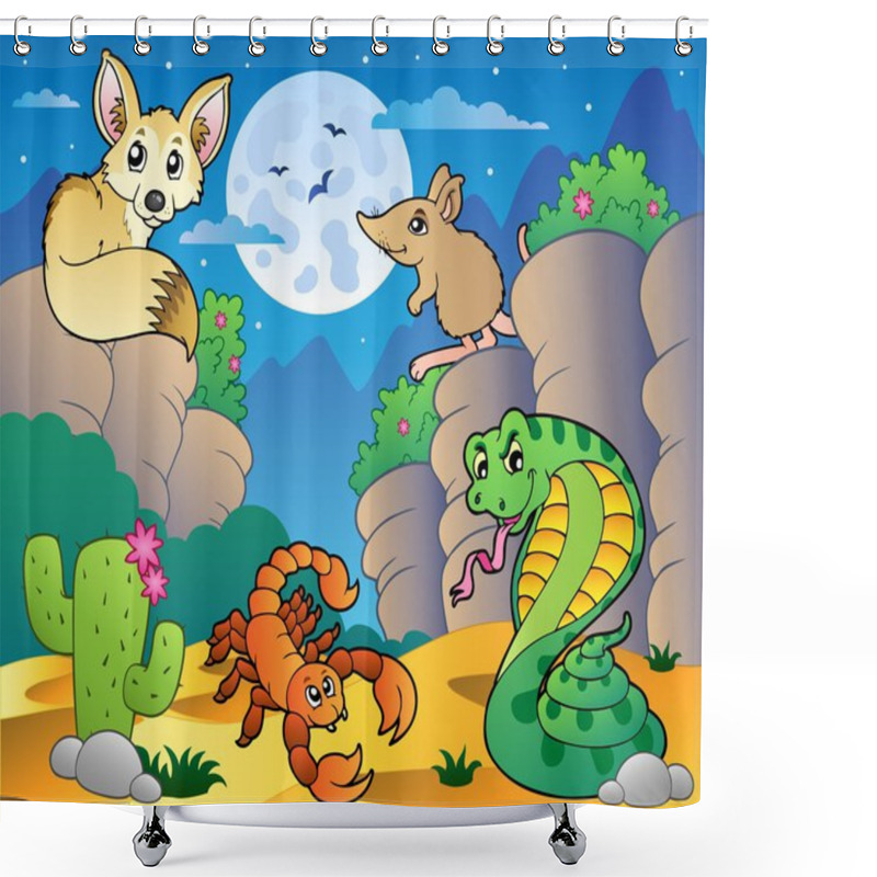 Personality  Desert Scene With Various Animals 5 Shower Curtains