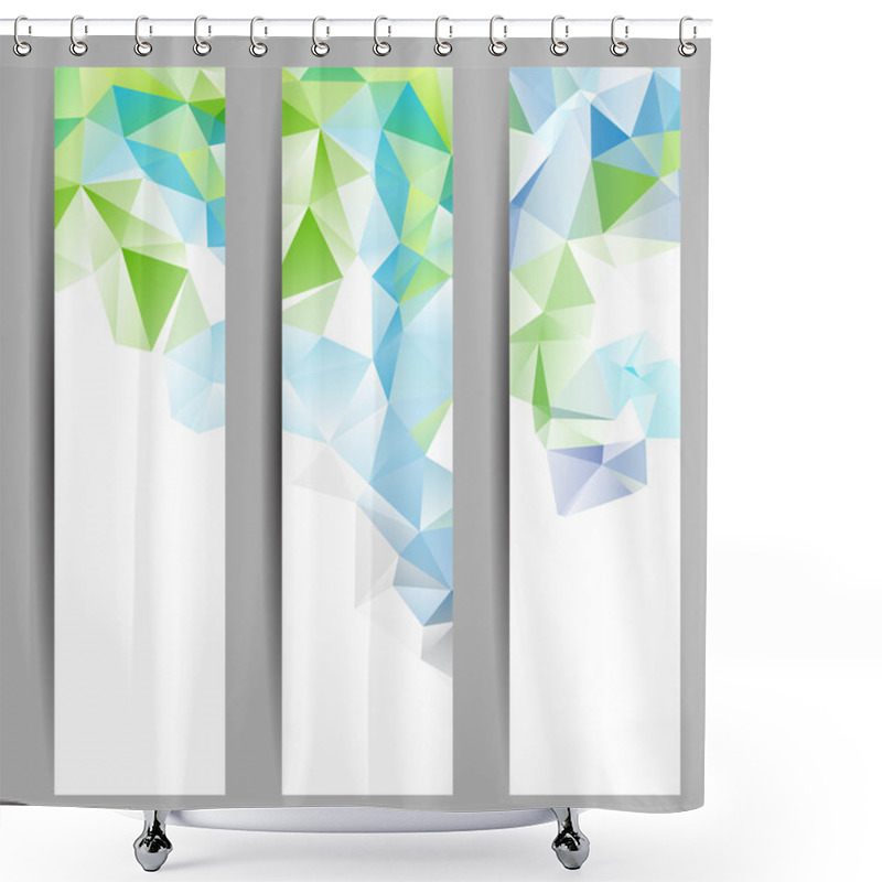 Personality  Set Of Banners With Abstract Triangles Shower Curtains