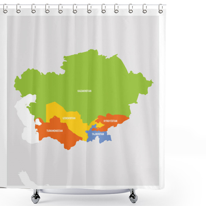 Personality  Central Asia Region. Map Of Countries In Central Part Of Asia. Vector Illustration Shower Curtains