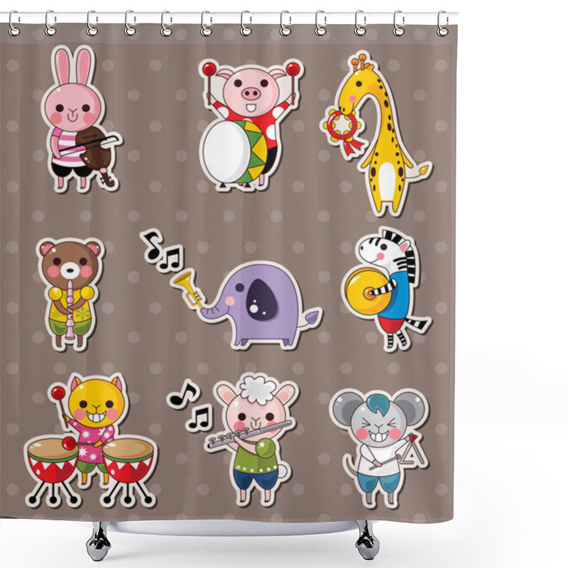 Personality  Animal Play Music Stickers Shower Curtains