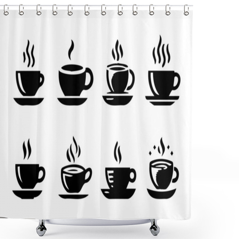 Personality  Hand Drawn Minimalist Cup Of Coffee Icon On White Background Shower Curtains