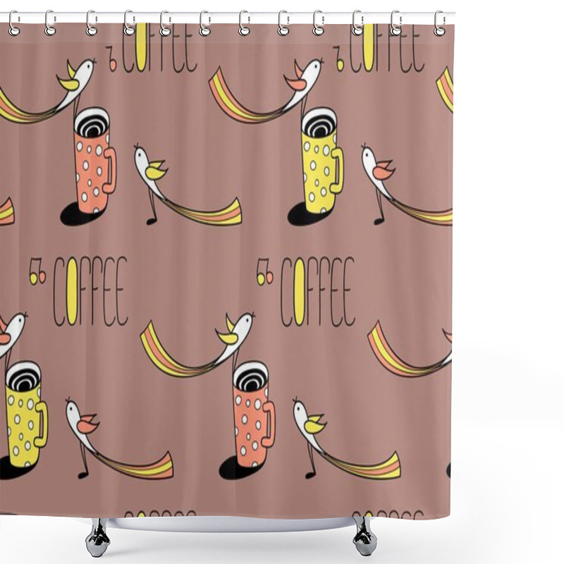 Personality  Love Coffee Seamless Pattern Shower Curtains