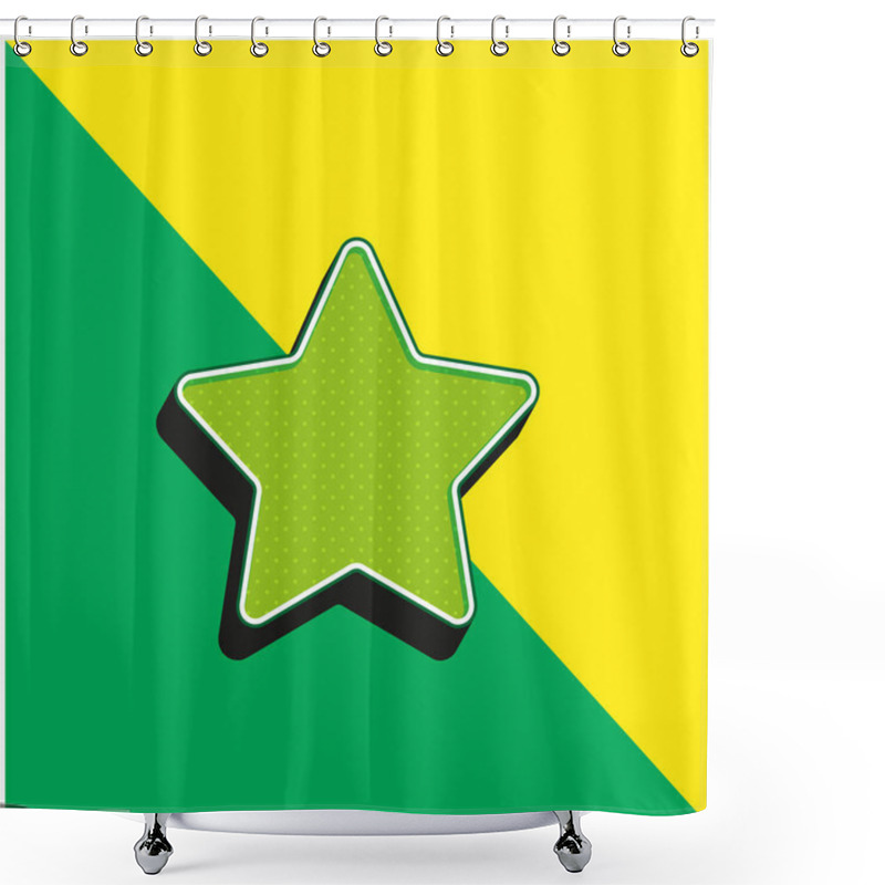 Personality  Bookmark Star Green And Yellow Modern 3d Vector Icon Logo Shower Curtains