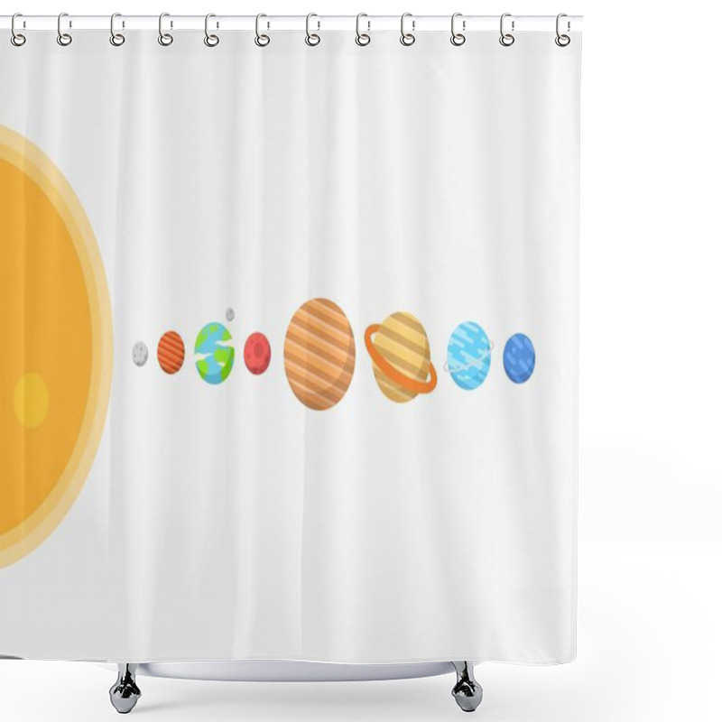 Personality  Solar System Poster Design. Solar System Design On White Background, Minimalist Cartoon Style Vector. Kids Poster, Wall Art Ready For Print. Shower Curtains