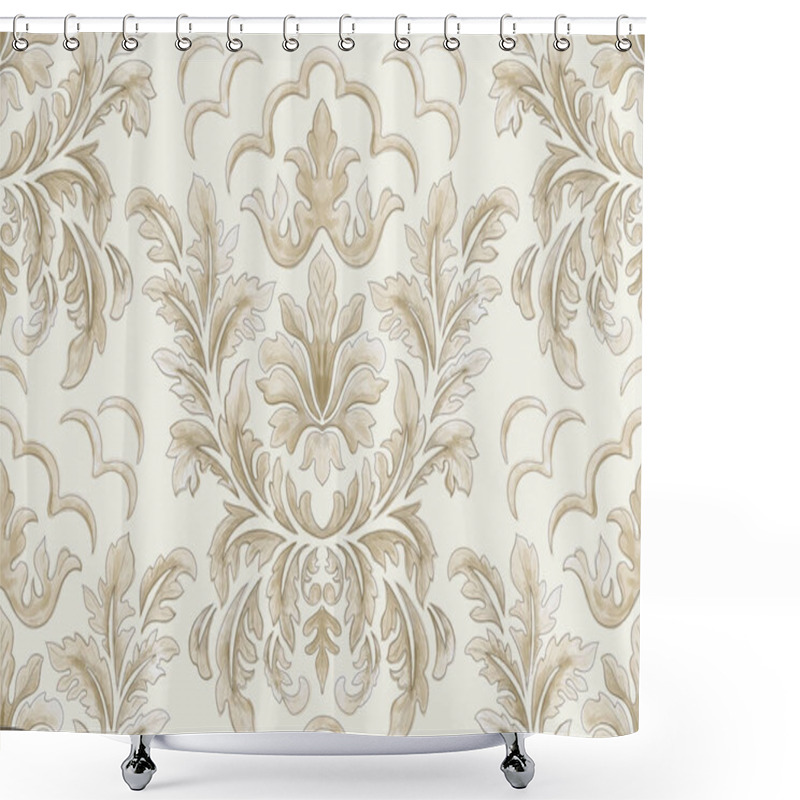 Personality  Damask Seamless Pattern Element. Vector Classical Luxury Old Fashioned Damask Ornament, Royal Victorian Seamless Texture For Wallpapers, Textile, Wrapping. Vintage Exquisite Floral Baroque Template Shower Curtains