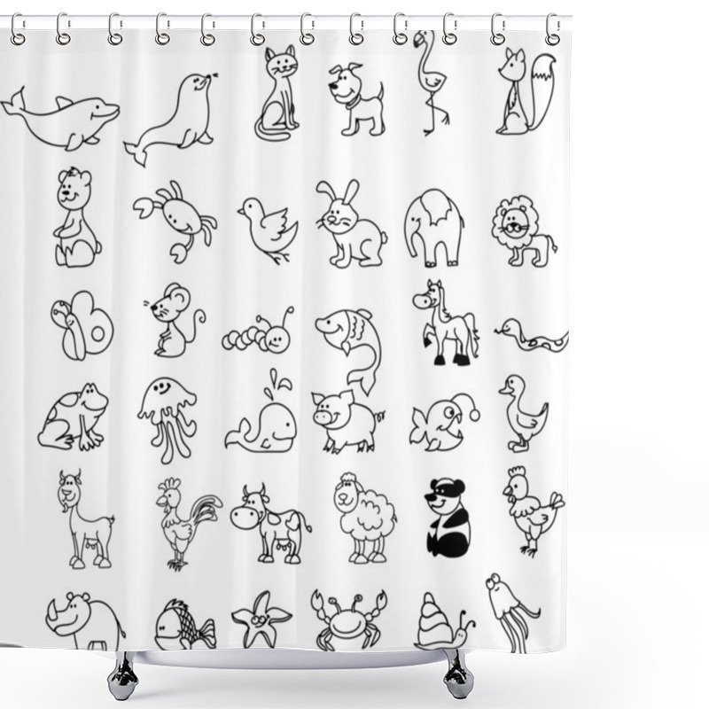 Personality  Icons Of Animal, Black And White Shower Curtains