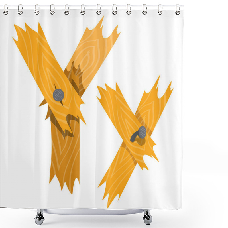 Personality  Letter Y From Wooden Planks Shower Curtains