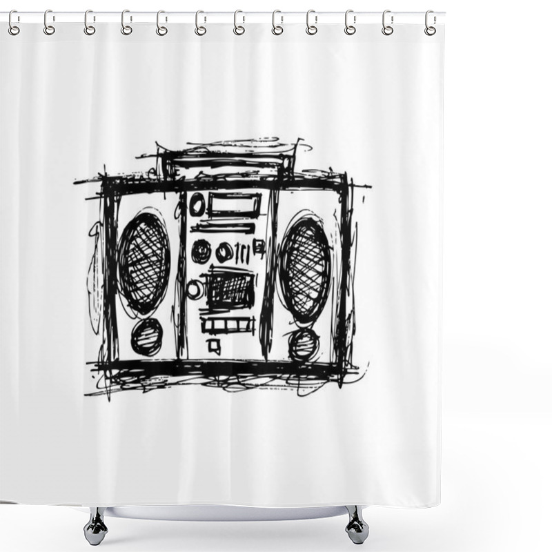 Personality  Grungy Retro Radio Shower Curtains