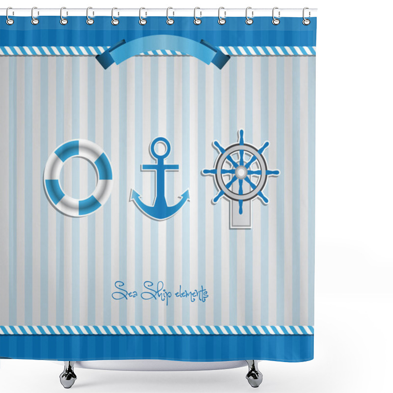 Personality  Nautical Sea Design Elements Shower Curtains