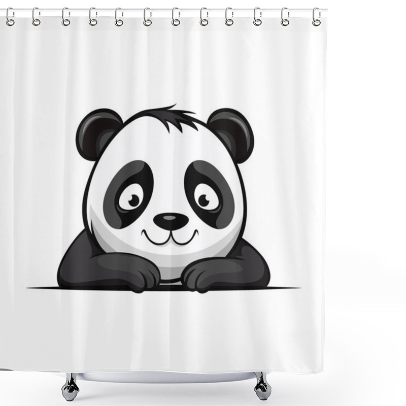 Personality  Cute Smiling Cartoon Panda, Vector Illustration. Shower Curtains