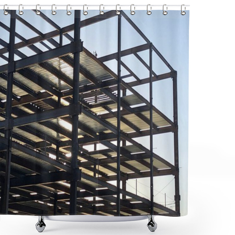 Personality  Steel Building Frame Construction Site In Gilbert Arizona Were A Extension Of The Hospital Is Being Added On. Shower Curtains