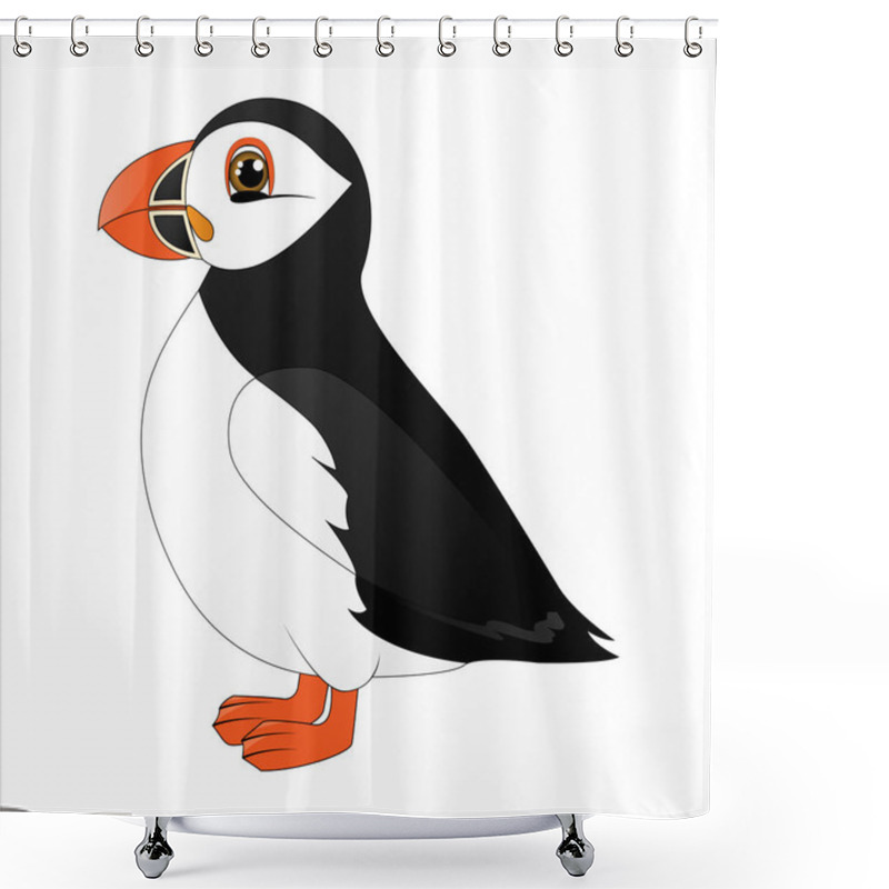 Personality  Puffin, Cute Cartoon Arctic Bird Shower Curtains