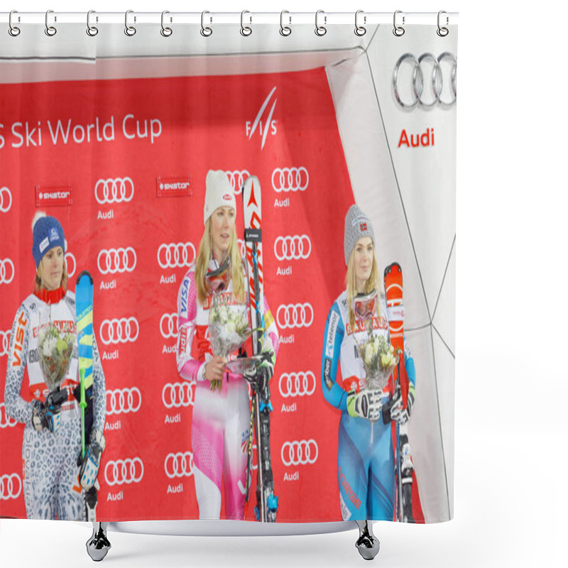 Personality  Winner Mikaela Shiffrin, Nina Loeseth And Veronika Velez Zuzulov Shower Curtains