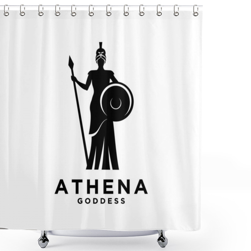 Personality  Premium Athena The Goddess Black Vector Logo Illustration Design Isolated Background Shower Curtains