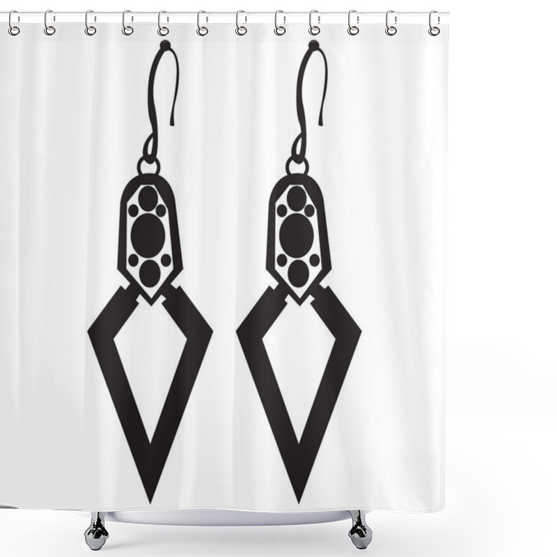 Personality  Earrings Silhouette Illustration Shower Curtains