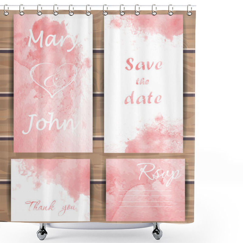 Personality  Wedding Vector Card Templates. Shower Curtains