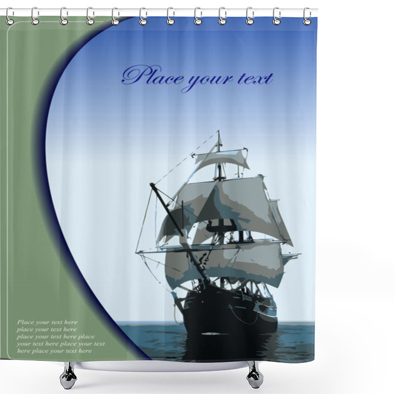 Personality  Cover For Brochure With Old Sailing Vessel Shower Curtains