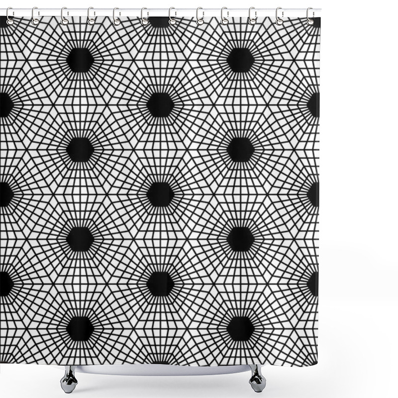 Personality  Vector Modern Seamless  Sacred Geometry Pattern Hexagon, Black And White Abstract Geometric Background, Pillow Print, Monochrome Retro Texture, Hipster Fashion Design Shower Curtains