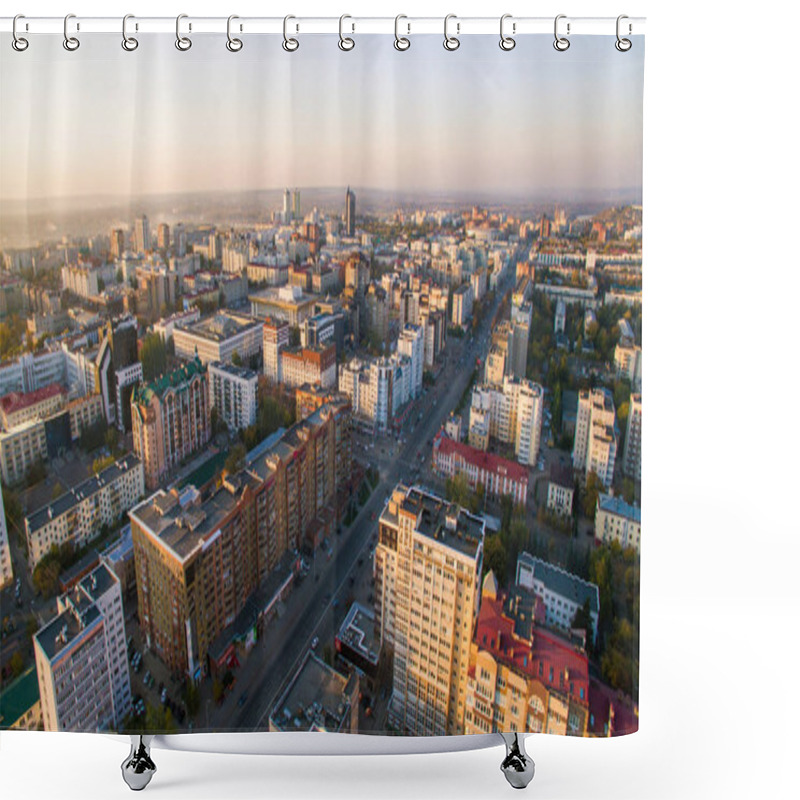 Personality  Ufa City At Sunset In Center. Aerial View Shower Curtains