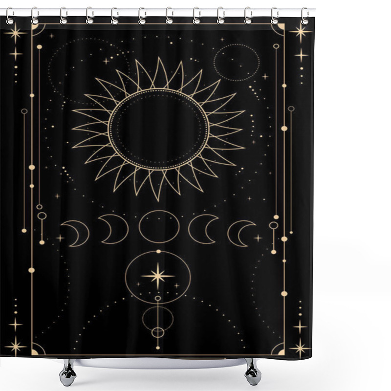 Personality  Mystical Esoteric Composition Of The Sun, Moon And Stars Shower Curtains