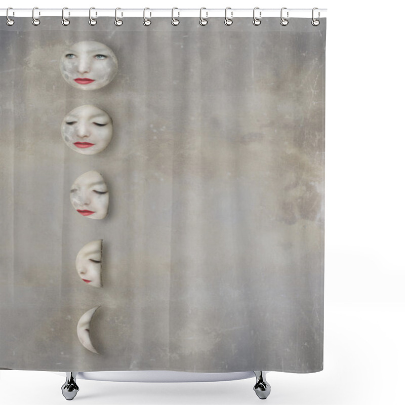 Personality  Lunar Cycles Shower Curtains