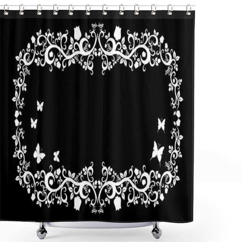 Personality  Black White Beautiful Illustration Of Floral Ornament For Your Design Shower Curtains